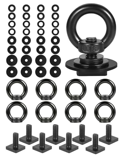 T Track Mount Tie Down Anchor for Roof Rack, M8 Heavy Duty Ring Shaped Eye Bolt, Stainless Steel T Bolt Eye Nut Tie Down Rings for Holding Bungee Cord, Ropes, Hooks