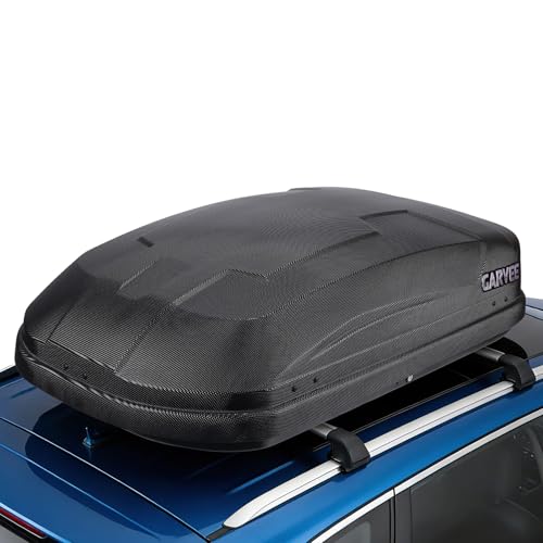 12 Cubic Rooftop Cargo Box Carrier, Dual-Side Opening Hard-Shell Vehicle Roof Mount Travel Luggage Storage, 135Lbs Weight Capacity with Secure Straps & Keys, Black