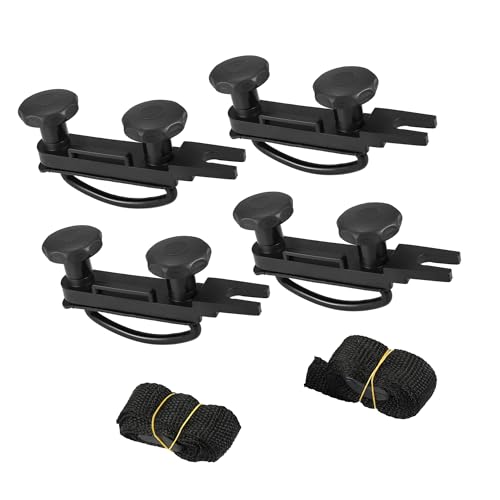 A ABSOPRO 4 PCS Universal Roof Box U Bolt Clamps Rooftop Cargo Carrier Rack Bolts 83mm Internal Width W/ 8 Lock Nuts and 2 Straps Cargo Carrier Mounting Fitting Iron Bolts Item Replacement