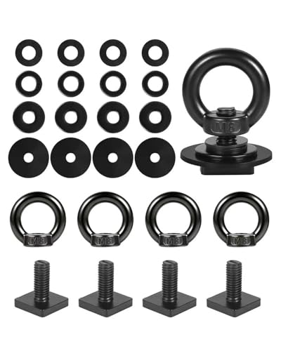 T Track Mount Tie Down Anchor for Roof Rack, M8 Heavy Duty Ring Shaped Eye Bolt, Stainless Steel T Bolt Eye Nut Tie Down Rings for Holding Bungee Cord, Ropes, Hooks