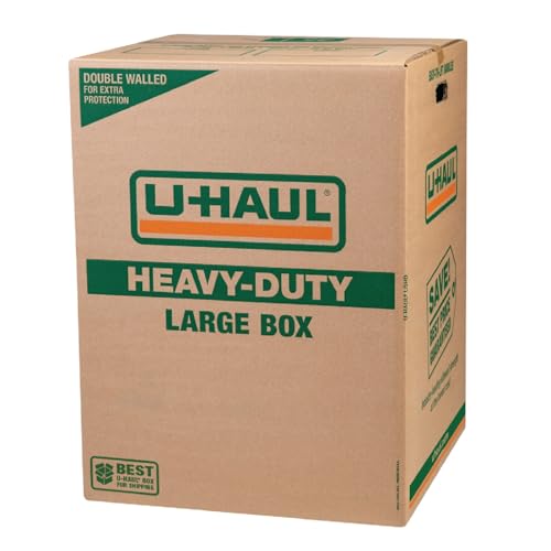 U-Haul Large Moving and Shipping Box Kit, Double-Walled Heavy-Duty Cardboard, 18 x 18 x 24 Inches, 80 lb Capacity - Kit of 10 Boxes and 1 Roll of 55 Yard Tape