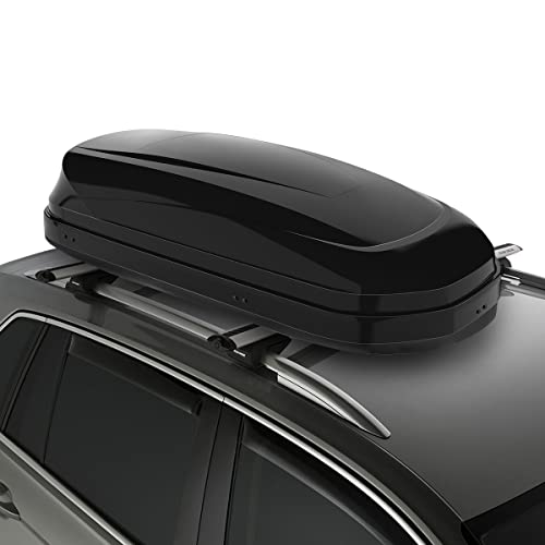 DNA Motoring Rooftop Cargo Box Carrier Lockable Heavy Duty Car Top Storage Case, Capacity 110 Lbs, 53" L x 34" W x 15" H, 11 17 Cubic Ft.(Glossy Black), PT-ZTL-8166-GSBK