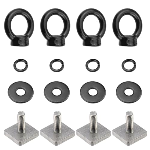 Antrader Roof Rack Bolts,M6 T Track Bolts Eye Bolts with Nuts,Black,4Sets
