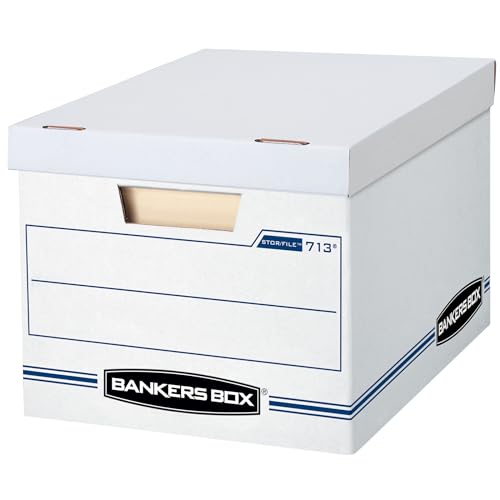 Bankers Box 12-Pack Basic-Duty File Storage Box with Lid, Letter/Legal