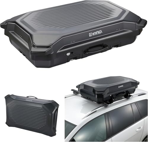 INNO GEAR CARRY Matte Black, Cargo Box, 6 cu ft with Large Casters and Carry Handle, Roof Box, Rooftop Cargo Carrier, Made in Japan, BRL160MBK