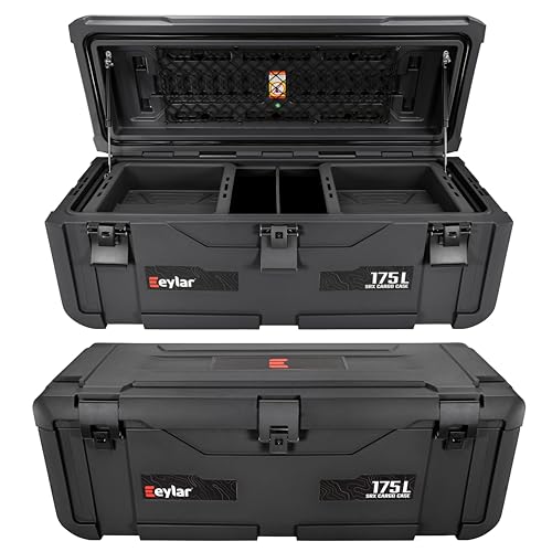 Eylar SRX-175 Overlanding Cargo Case – 175L Waterproof Dry Box for Truck Bed, Camping & Off-Road | Rotomolded Hard Case with Gas Strut Lid, Lockable Latches, Stackable Design & Organizer Tray (Black)