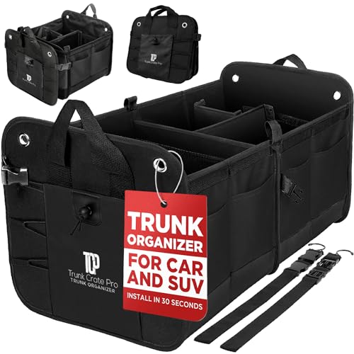 Car Trunk Organizer for SUV & Truck Cargo Storage, Large, Black