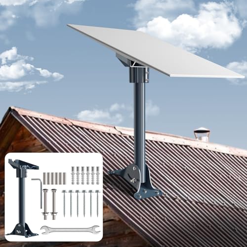 IZLTUV Starlink Gen 3& Gen 4/4X Mount Adapter, 15.7" Heavy Duty Steel Pivot Pole Pipe with Adjustable Base, Roof Mount Kit Compatible with Starlink V3/V4/4X Standard Dish（Vertical）
