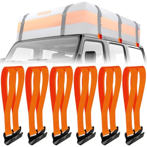 6 Rooftop Cargo Tie Down Hook Straps - Secure Any Car Roof Bag, Roof Rack Cargo Carrier, or Car Top Carrier, Durable and Solid, No Roof Rack Required, Compatible with Most Cars - Registered Patent
