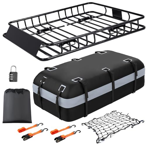 Car Roof Cargo Carrier 64"x36"x5" Roof Rack Basket, 20 Cu Ft Waterproof Bag