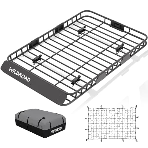 WILDROAD Rooftop Cargo Carrier Combo Roof Rack Cargo Basket 64" x 39" x 4"